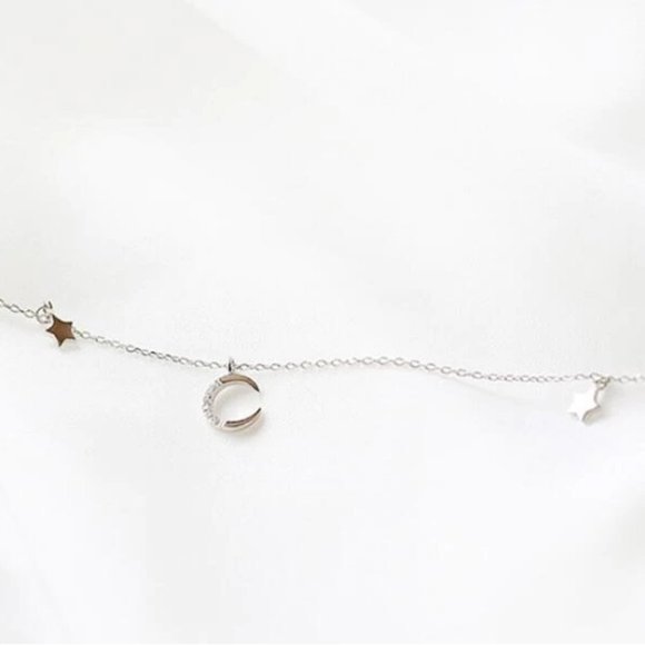 NEW 925 Sterling Silver Diamond Star Necklace H - Picture 7 of 14